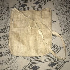 Cream hemp over the shoulder purse
